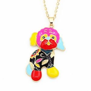 Gold Plated Multicolor Enamel Puppy Necklace